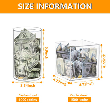 Clear Piggy Bank For Adults Kids, Transparent Money Bank For Cash Savings And Coin Savings, Acrylic Clear Money Box That Must Be