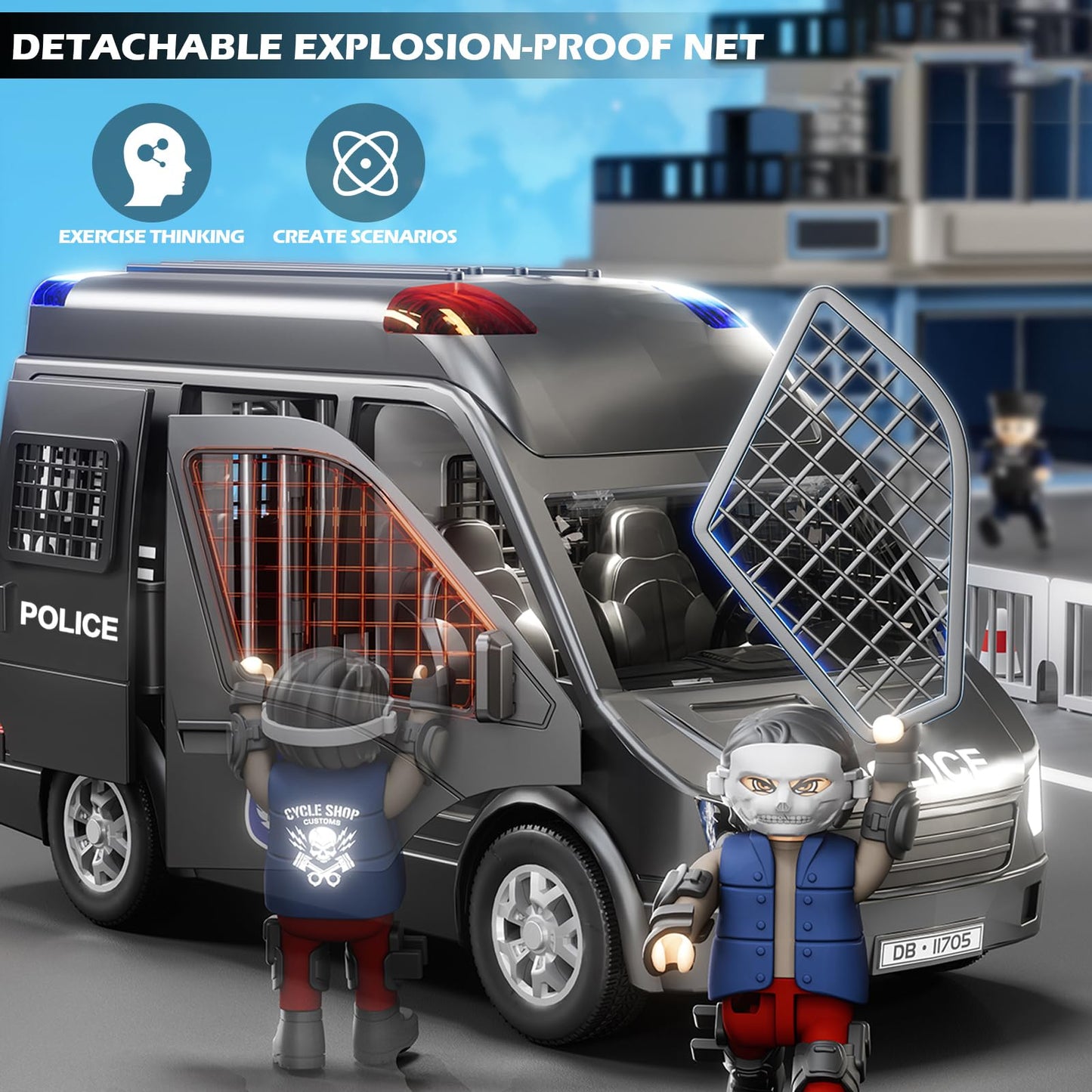 Doloowee Police Car Toy Truck for Kids 3-8, Large Toy Cars with Lights & Sounds, Emergency Vehicle Toddler Toys, Law Enforcement