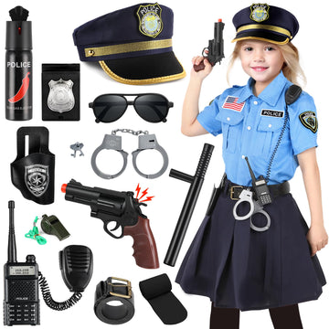 Loscola Police Officer Costume For Kids, Girls Police Costume For Kids, Halloween Costumes For Girls Kids 3-12, Cop Police Unifo