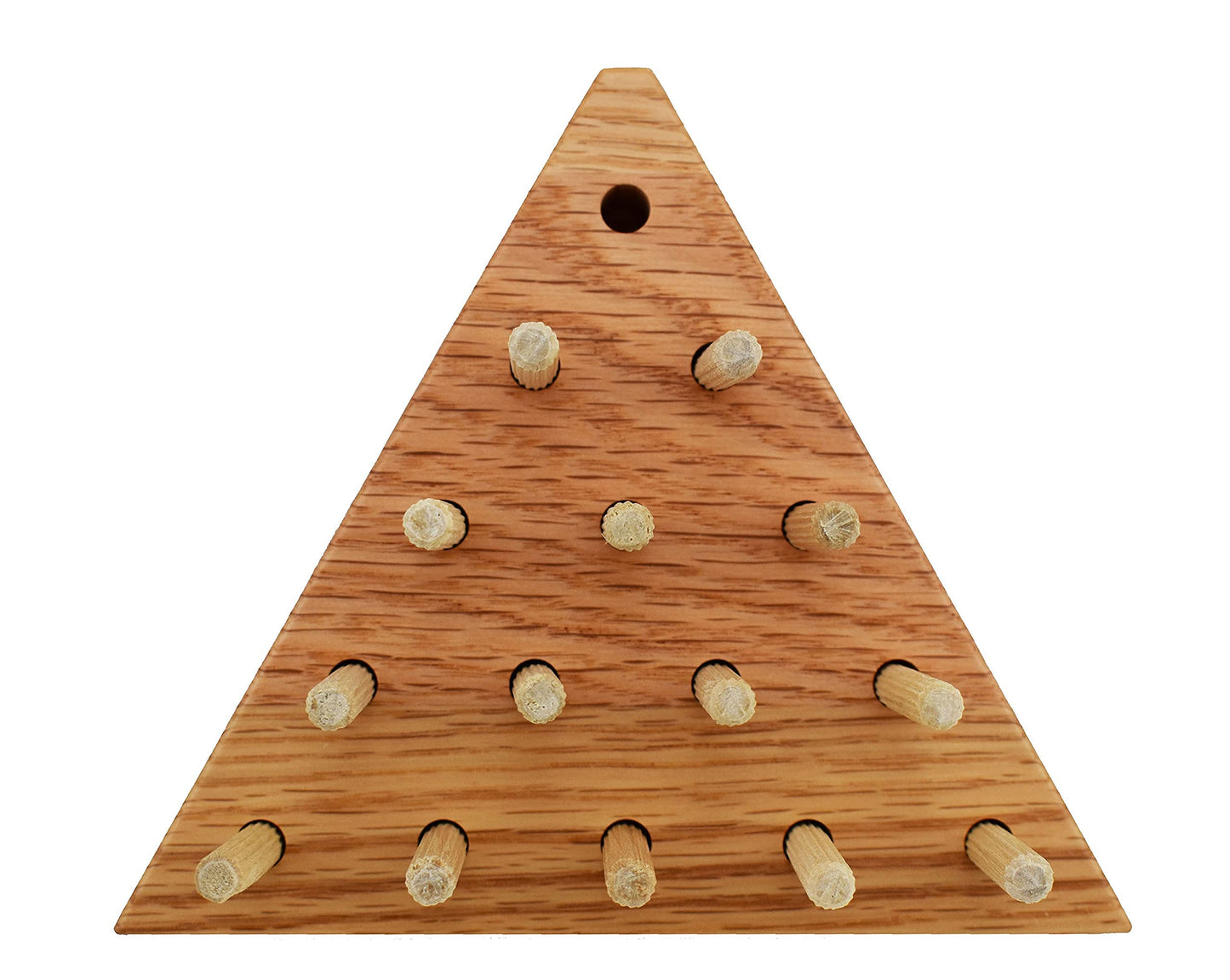 Solid Oak Wooden Peg Game Tricky Triangle, Classic Wooden Brain Teaser Puzzle