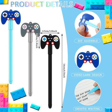 Tinlade 24 Pcs Video Game Pens Gamer Party Favors Video Gaming Themed Birthday Party Favor Gifts Controller Ink Kids Pens For Boys Classroom Prizes (Black,Blue,Gray)