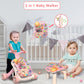 QDRAGON 3 in 1 Baby Walker & Activity Center, Pink, 18"x13", Plastic, Model B08ZYB9NPR, Educational Push Toy for Infants 12+