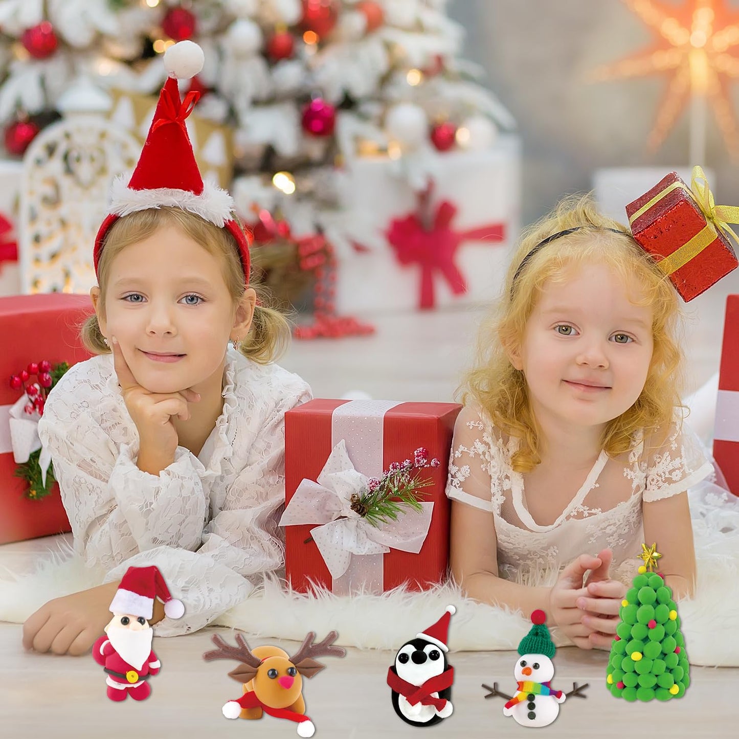 ISKIHO 9 Pack Christmas Snowman DIY Crafts Kit,Christmas Crafts for Kids,Build a Snowman Gingerbread Man,Santa,Penguins,Elk & Ch