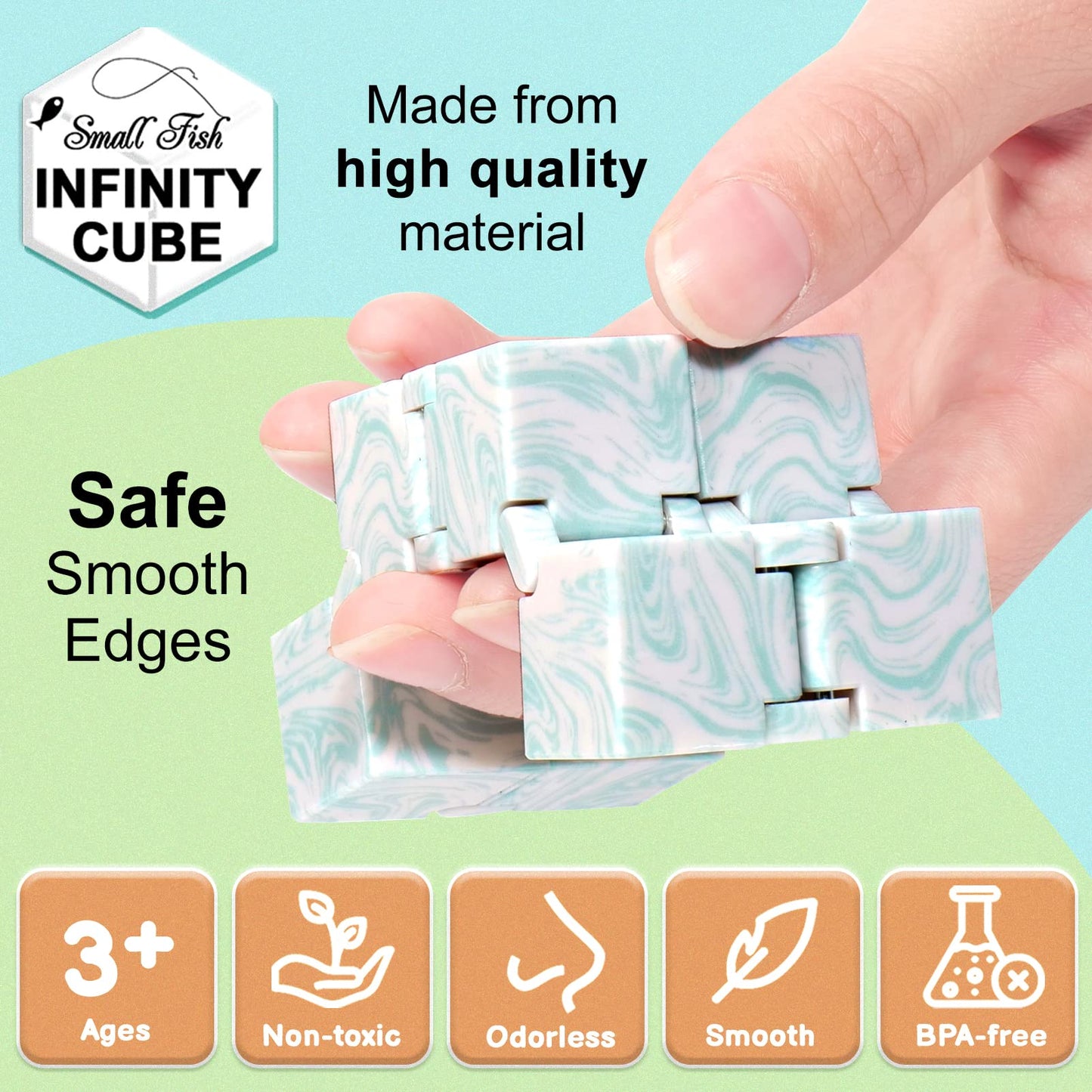 Small Fish Infinity Cube Sensory Fidget Toy, Sensory Tool Edc Fidgeting Game For Kids And Adults, Cool Mini Gadget Best For Stre