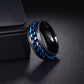 Udolfly Mens Fidget Rings Anxiety Rings For Men Womens Chain Spinner Rings For Adults Titanium Steel Ring Black Blue Size 9