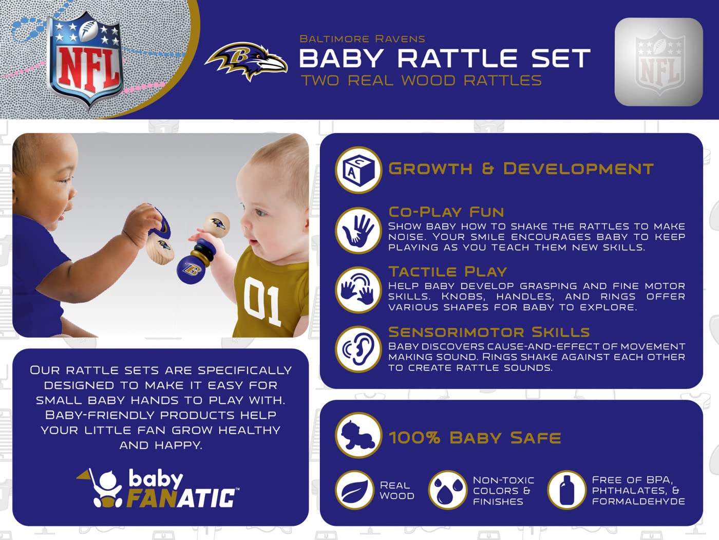 Nfl Dallas Cowboys Baby Rattle Set - 2 Pack