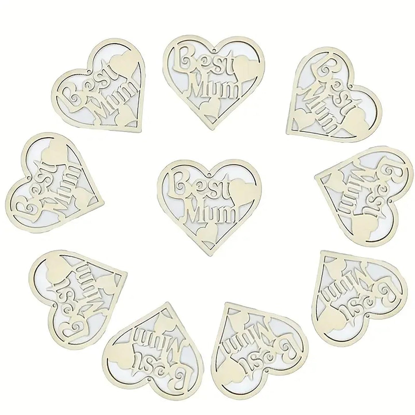 Cliths 10Pcs Wooden Craft Kits For MotherS Day  Diy Hollow Heart Best Mom Cutout For Home & Hanging Dcor  3.9 Inch Unfinished 