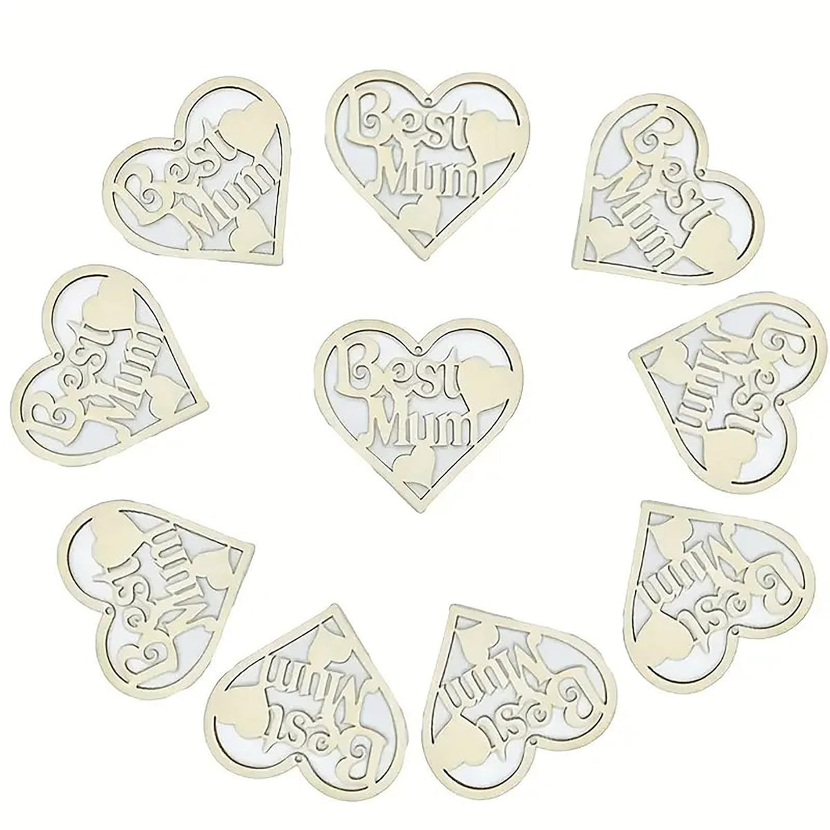 Cliths 10Pcs Wooden Craft Kits For MotherS Day  Diy Hollow Heart Best Mom Cutout For Home & Hanging Dcor  3.9 Inch Unfinished 