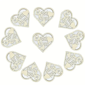 Cliths 10Pcs Wooden Craft Kits For MotherS Day  Diy Hollow Heart Best Mom Cutout For Home & Hanging Dcor  3.9 Inch Unfinished 