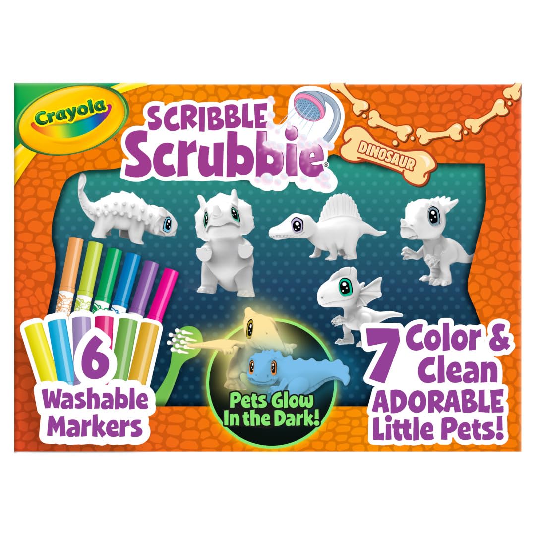 Crayola Scribble Scrubbie Pets Dinosaur Glow Combo Pack, Dinosaur Toys for Kids, Ages 3, 4, 5, 6