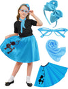 APRROOT 50s Costumes for Girls Poodle Skirts 50s Dresses Sock Hop Outfit Kids Girls Halloween Costume with Headbands, Glasses, S