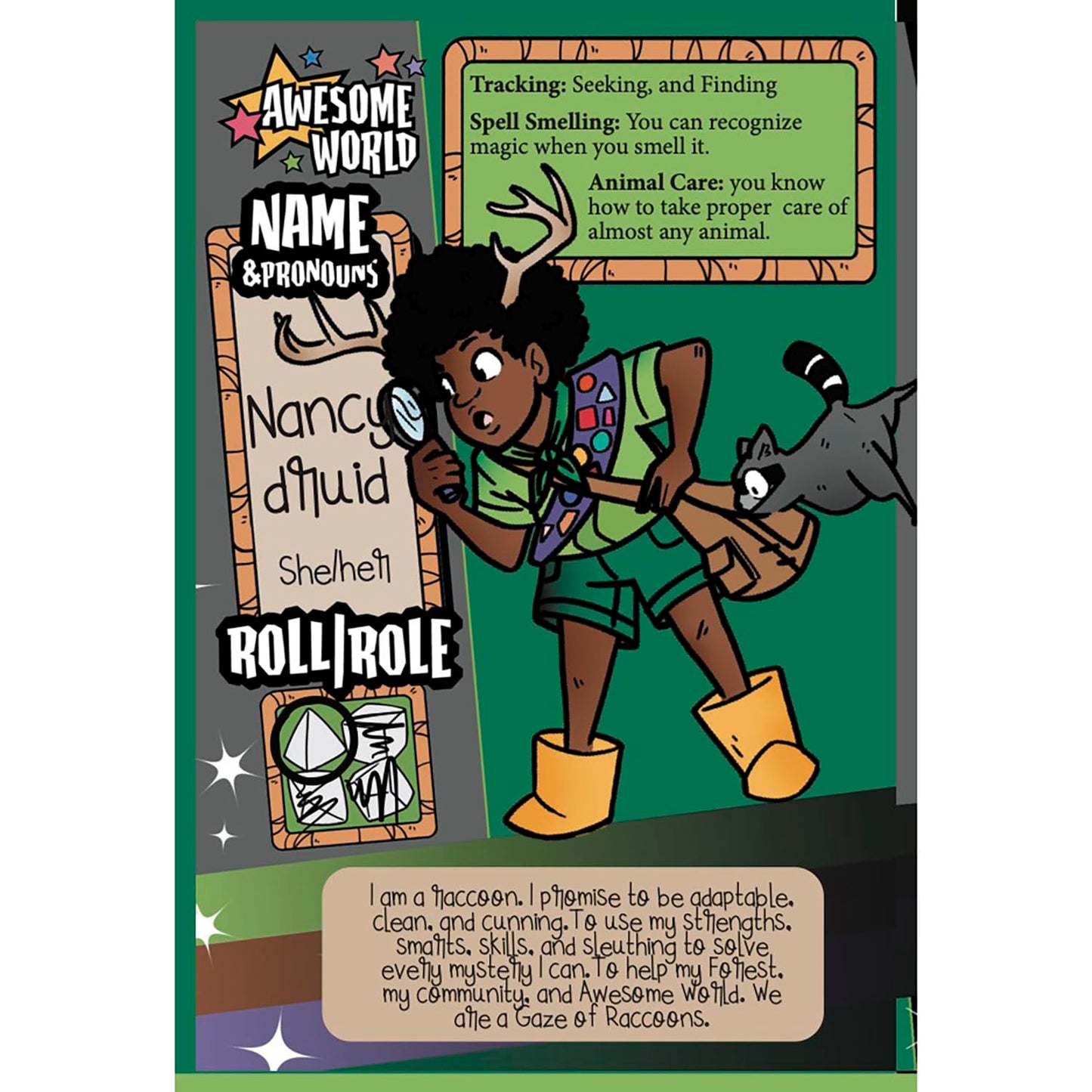 9th Level Games: Nancy Druid - Softcover RPG Book, Polymorph, Magic Mysteries & Merit Badges, Solve Natures Cutest Mysteries, A
