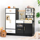 Wooden Play Kitchen Set for Kids - Interactive Pretend Toddler Kitchen Playset with 12 Kitchen Toy Accessories, Perfect for Ages