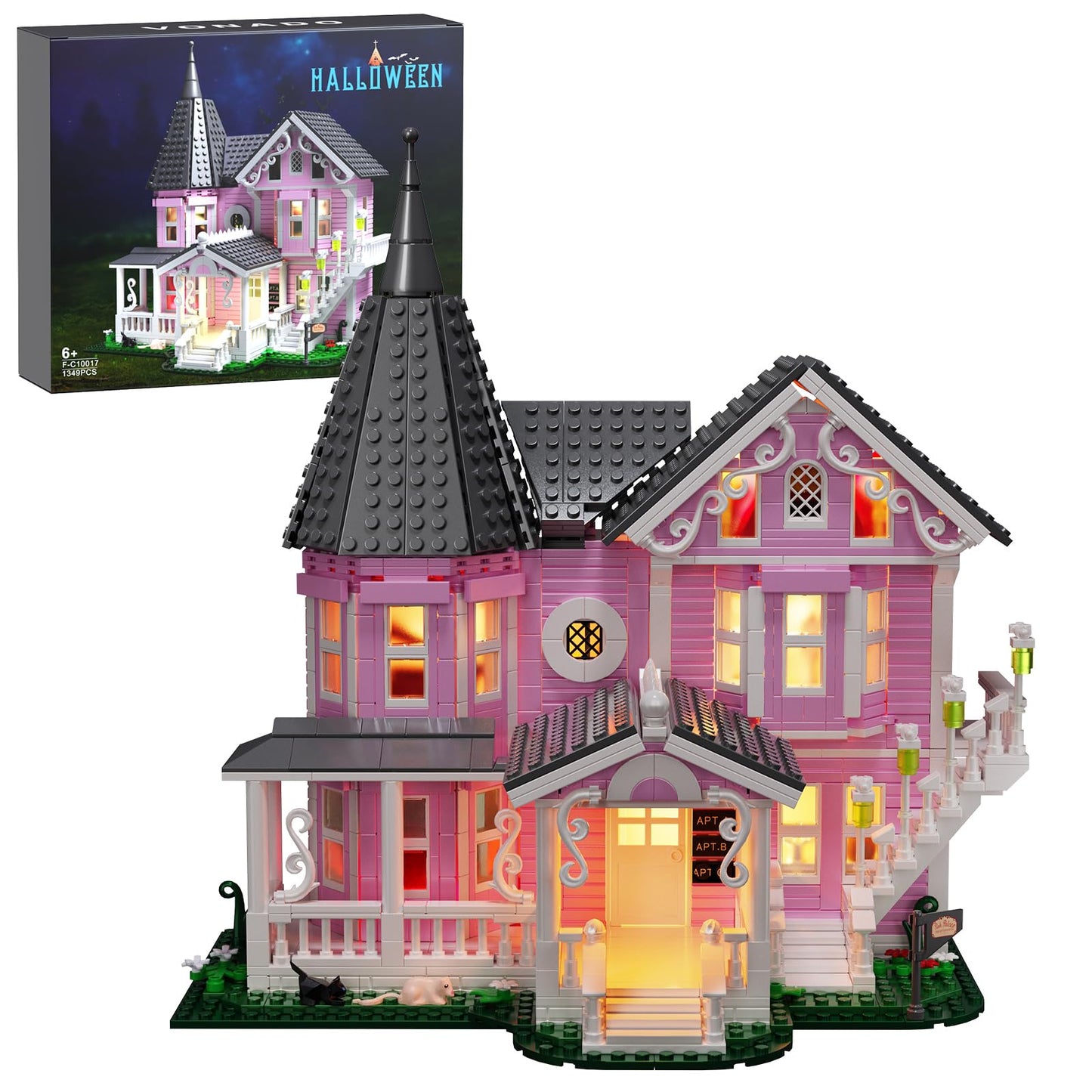 ZIQILIGHTING Pink Palace Haunted House Building Set, 1349PCS, Plastic, One Size, Compatible with Lego, Perfect for Halloween Fun