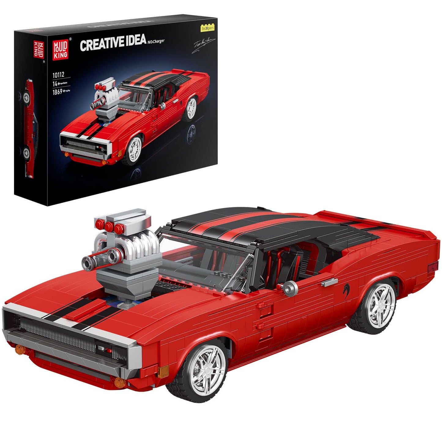 Mould King Car Building Sets, 1:12 Scale Sports Car Model, 10112 Collectible Speed Champion Cars Building Kits, Build And Display Car Set For Adults Boys Kids Aged 14+ (1869 Pieces)
