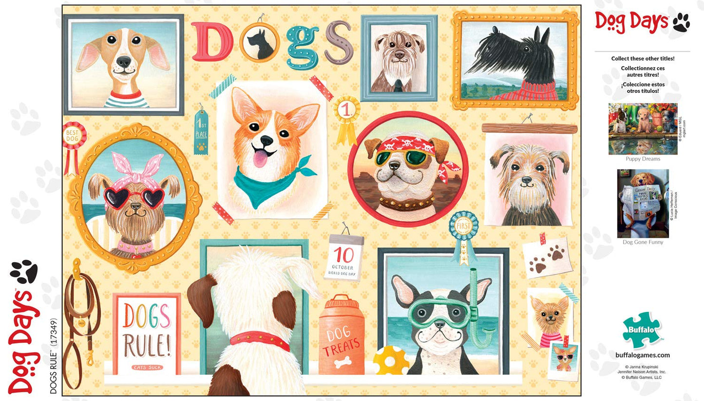 Buffalo Games - Dogs Rule - 750 Piece Jigsaw Puzzle for mature-themeds Challenging Puzzle Perfect for Game Nights - 750 Piece Finished Size is 24.00 x 18.00