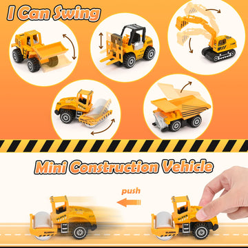 Toylink Construction Sandbox Toys Kids Play Sand Kit, 3.1lbs Sand & Large Tower Crane & 5 Trucks & 13 Signs & 14 Molds, Beach Bu