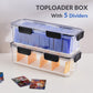 DEEIF Toploader Storage Box - Hard Plastic TCG Card Box with 5 Dividers, Fits 165 Toploaders, 13 x 5.3 x 3.9 inches,