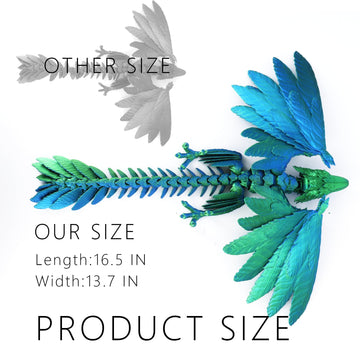 ACOCOFE 3D Printed Dragon Feathered Wyvern Toy, 16 inch Large Fidget Articulated Dragon with Wings, Large Desktop Pet 3D Printed