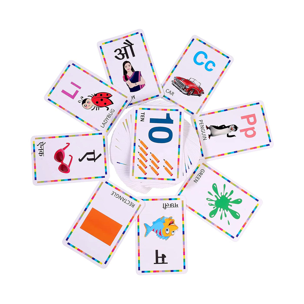 Confidence 6 In 1 Double Sided 54 Flash Cards For PreSchool Learning For Kids Pack Of 1