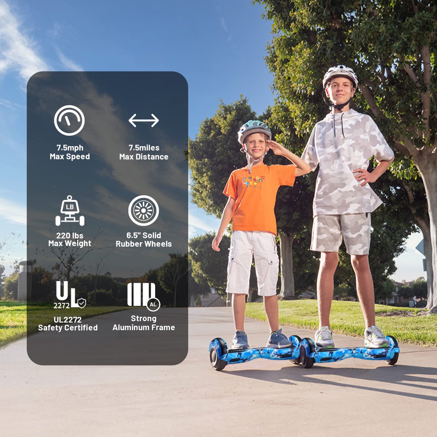 SIMATE 6.5 Hoverboard with Bluetooth & LED Lights, Self Balancing Hover Boards for Kids & Adults & Girls & Boys, for All Ages