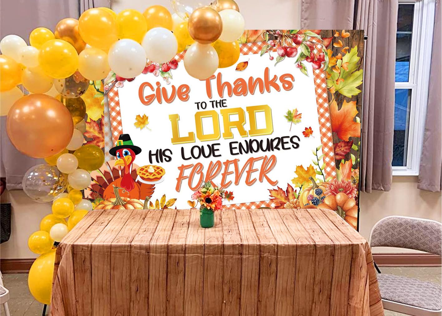 Fall Thanksgiving Backdrop Give Thanks to The Lord Photography Background Give Thanks Thanksgiving Harvest Day Party Decorations