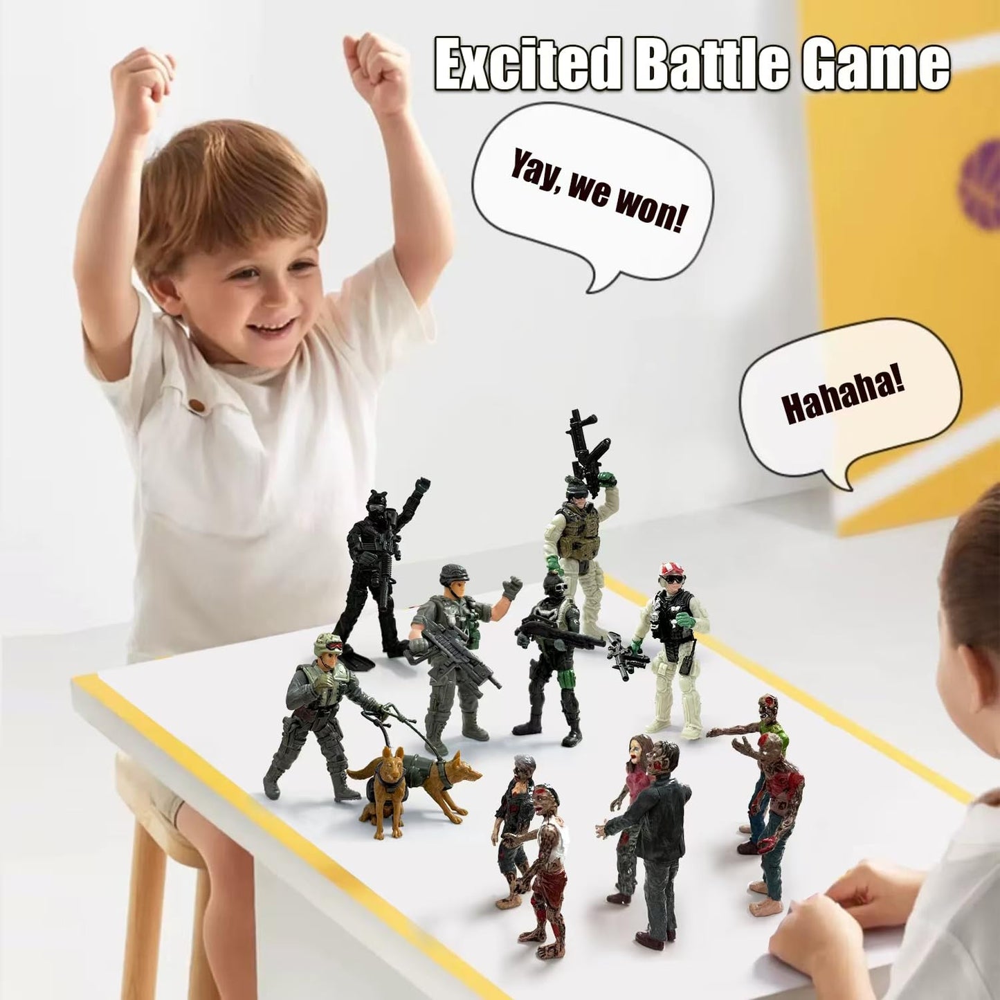 Army Men VS Zombie Action Figures  Realistic 6 Zombie Toys Playset 6 Army Toy Set with  2 Dog Figures  Halloween Decor for Boys 4-7 (14PCS)