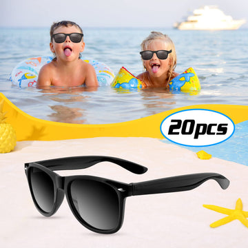 Tuparka 20 Pack Kids Sunglasses Bulk For Summer Pool Party Favors Birthday Parties Goody Bag Fillers, Black