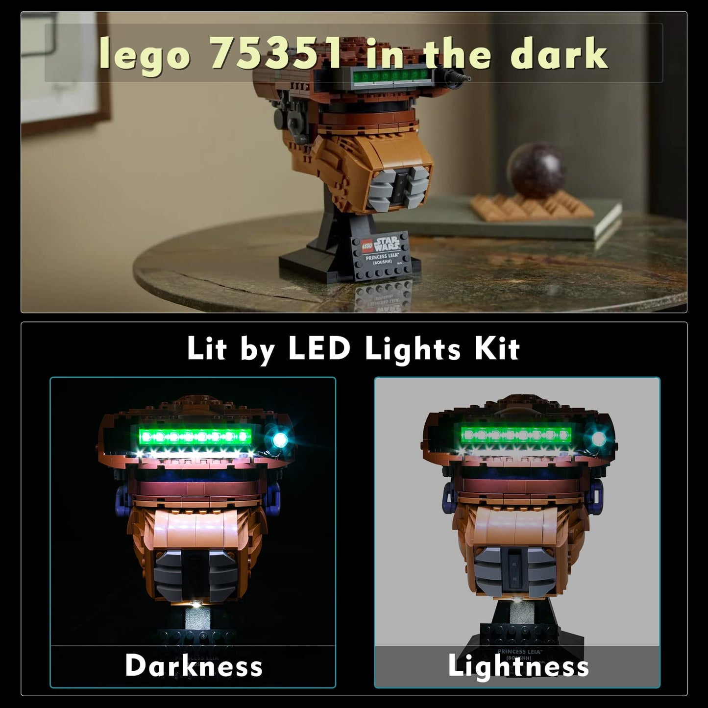 Vonado Led Light Kit Compatible With Lego Princess Leia (Boushh) Helmet 75351, Diy Lights Compatible With Princess Leia Lego Hel
