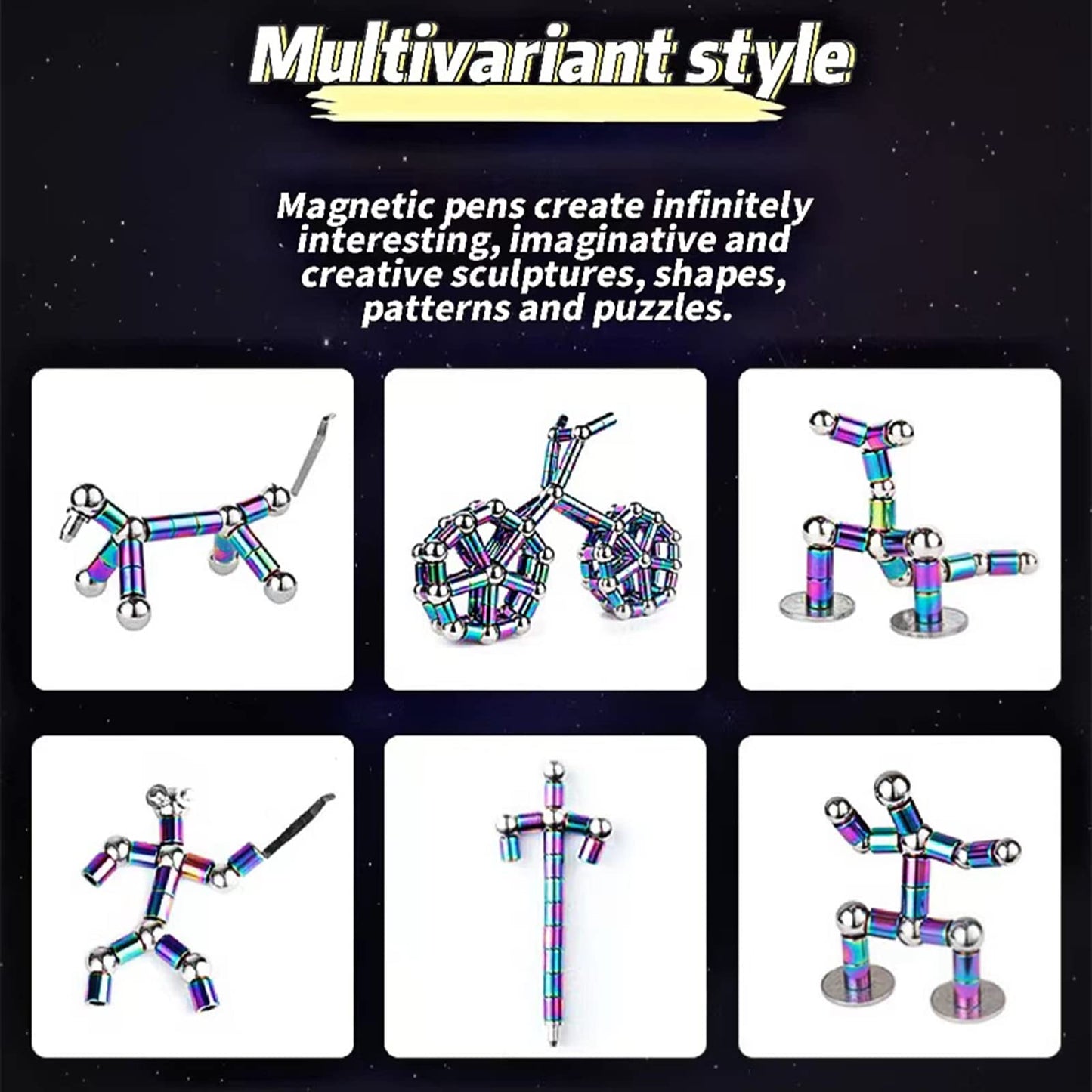 Decompression Magnetic Metal Toy Pen,Multifunctional Deformable Capacities Touch Screen Ballpoint PenIntellectual Learning and S