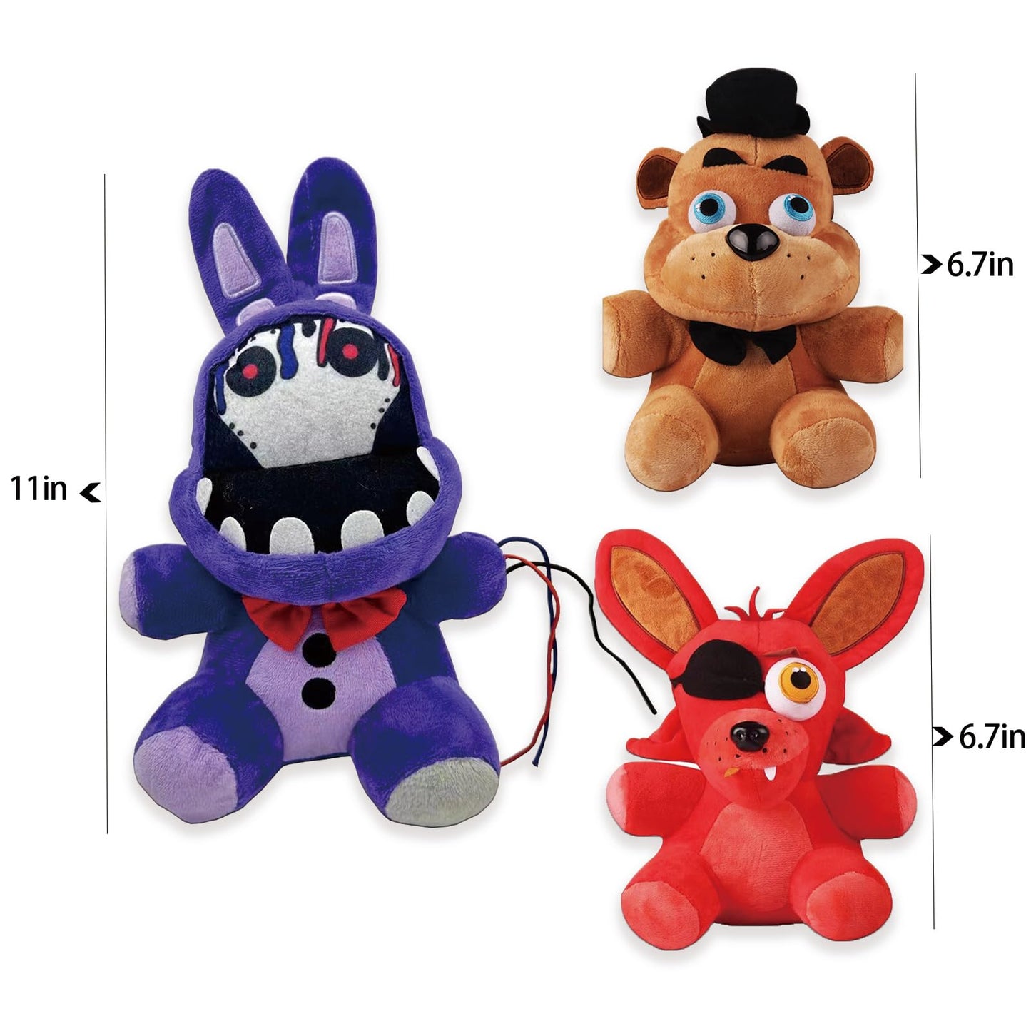 Tzmapu Fazbear Plush Foxy Plush Withered Purple Bunny Plush Stuffed Animal Plush Figure Toys Gift For Kids,Security Breach Plush