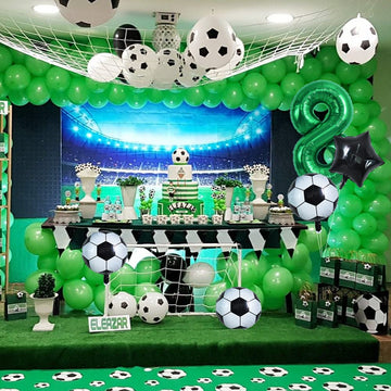 Toniful 32 Inch Soccer Balloons Set 8St Birthday Decoration Green Number 8 Foil Soccer Balloon Black Star Balloons For Children'