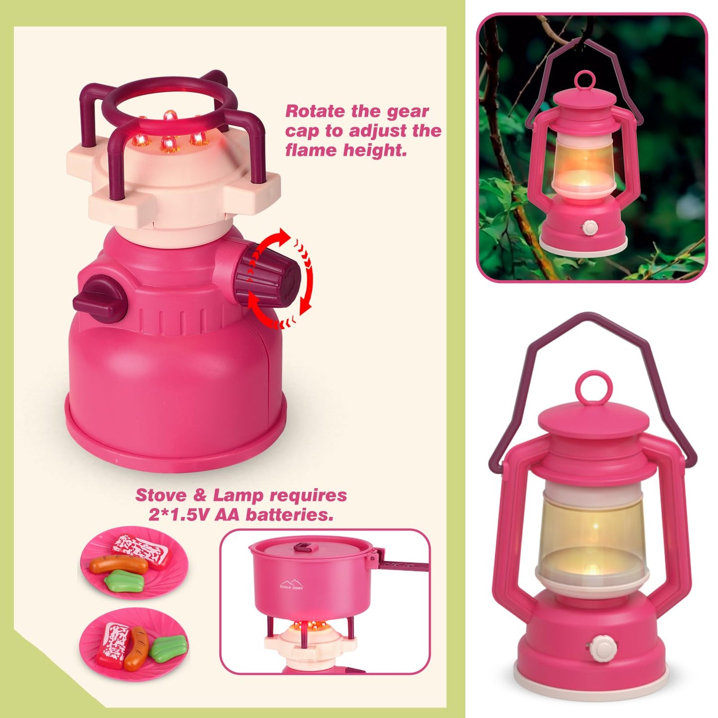 Kids Camping Set With Tent - Pop Up Tent, Kids Play Tent Outdoor Toys Camping Tools Set Gift For Girls Age 3 4 5 6 Year Old Birt