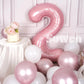 Suwen 40 Inch Pink Large 2 Number Balloons Big Foil Helium Number Balloons 0-9 Jumbo Happy 2Nd Mylar Birthday Party Decorations