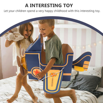 SAFIGLE Children Wearable Cardboard Plane: Airplane Costume for Kids DIY Paper Aircraft with Rotating Fan - Cardboard Car Fun Ou
