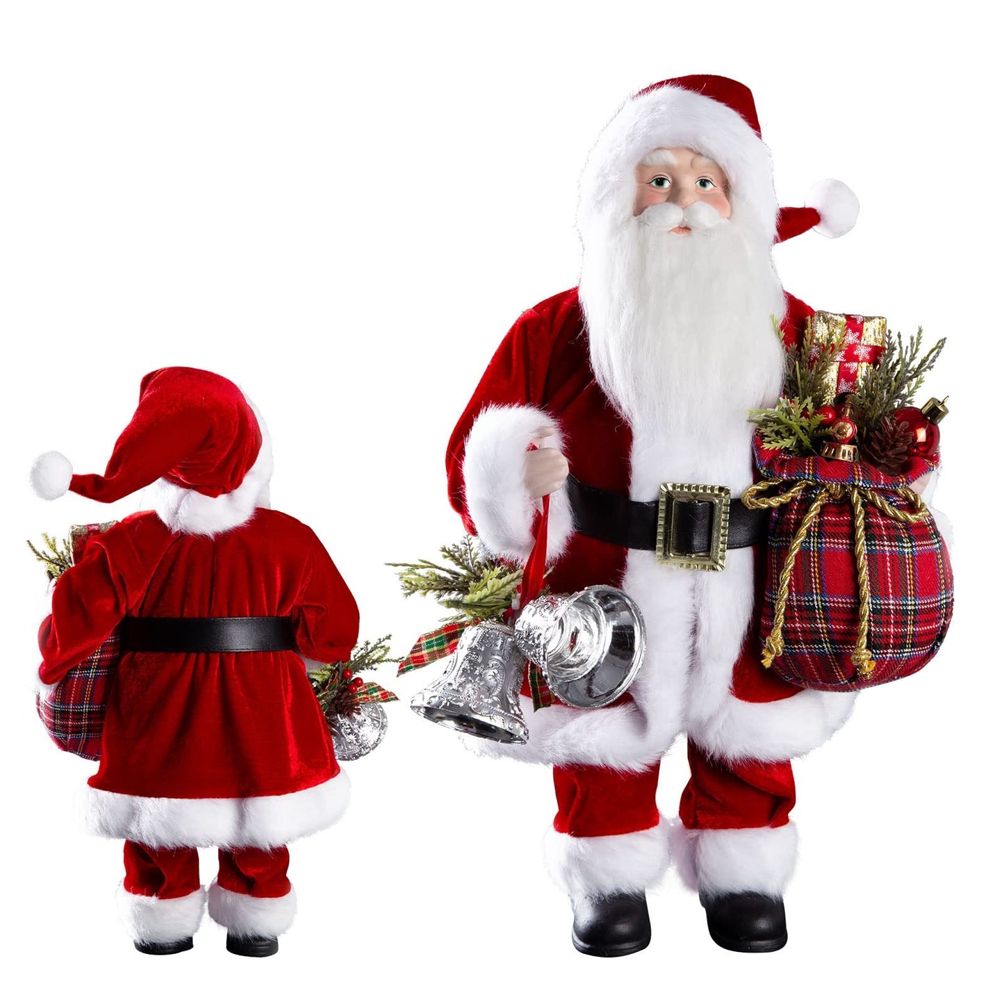 Uten 18'' Santa Claus Decorations, Christmas Standing Figurine Ornaments With Gifts Bag And Bell For New Year Christmas Decorati