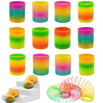 Johouse Rainbow Magic Spring, 12 Pcs Colorful Rainbow Neon Plastic Spring Toy, Fun Goodie Bag Fillers For Birthday Classroom Prizes, Party Favors, Christmas Stocking Stuffers, Small Toys Gifts