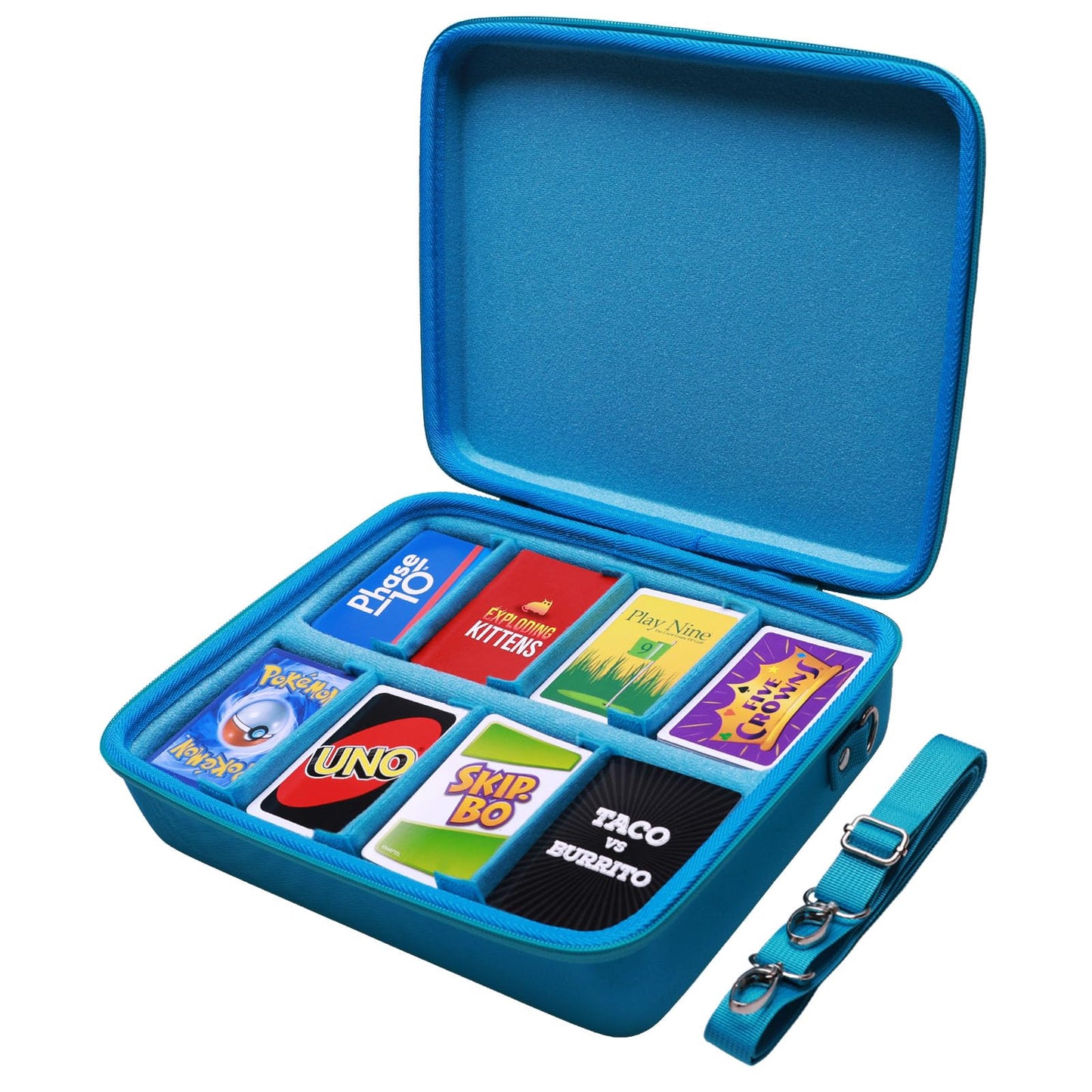 Ltgem Game Card Travel Case,Compatibility Taco Cat Goat Cheese Pizza/Skyjo/Uno/Playing Card Against Humanity And Other Game Cards,This Card Box Can Hold 2500+Game Cards (Sky Blue)