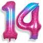RainbowQ 14 Inch Number Balloons - Large Foil Mylar 0-9 in Pink Blue for Birthday Party Decorations