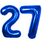 40 Inch Number 27 Balloon Blue Jumbo Giant Big Large Number 27 Foil Mylar Blue Balloons 72Th Birthday Party Anniversary Decorati