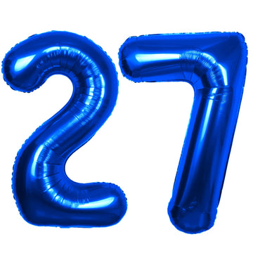 40 Inch Number 27 Balloon Blue Jumbo Giant Big Large Number 27 Foil Mylar Blue Balloons 72Th Birthday Party Anniversary Decorati