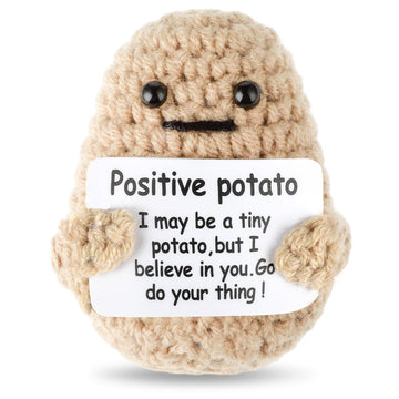 Grevosea Mini Funny Knitted Potato Doll, 3 Inch Cute Wool Crochet Potato Doll With Active Card, Cheer Up Gifts For Christmas, Birthday, Friends, Party Decoration, Encouragement