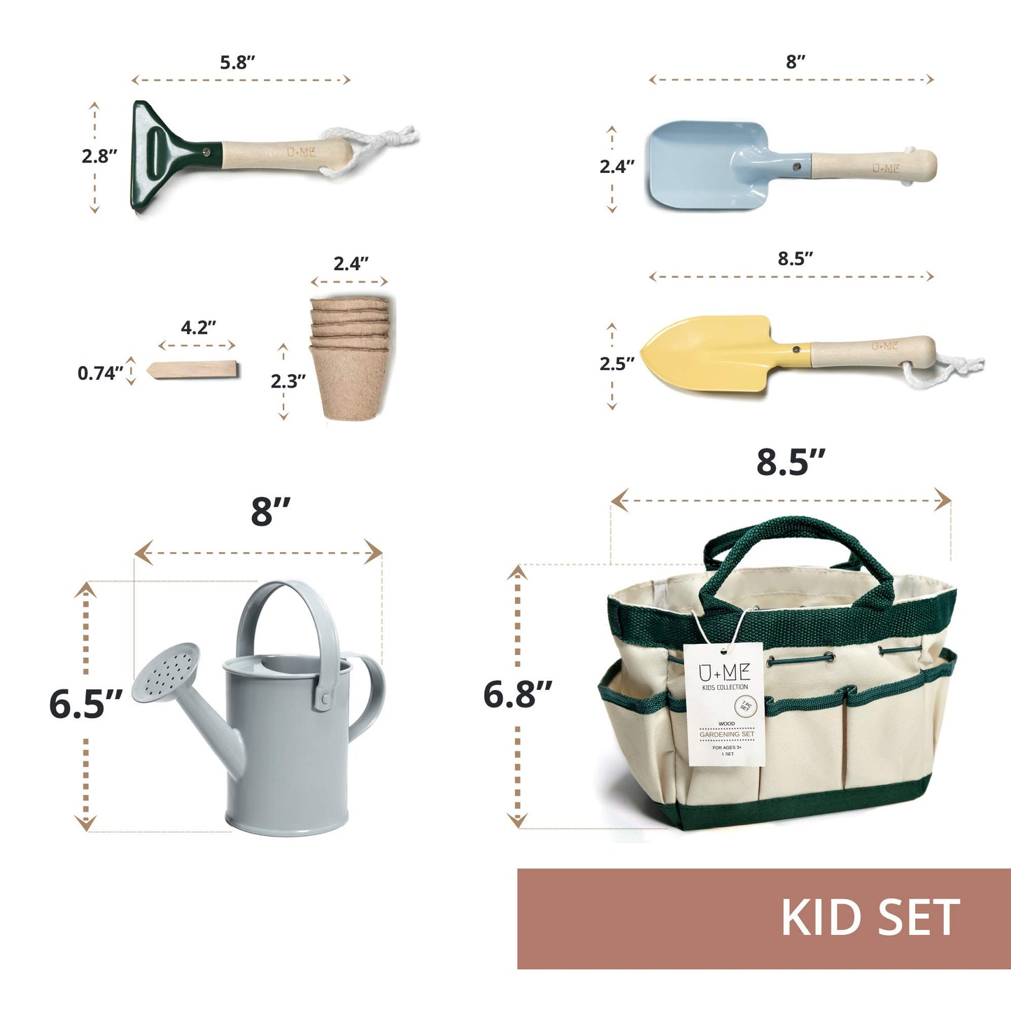 U+Me Kids Gardening Set | Eco Friendly Montessori Kids Garden Tools | Kids Outdoor Toys | Toddler Tools | Mini Things That Actua