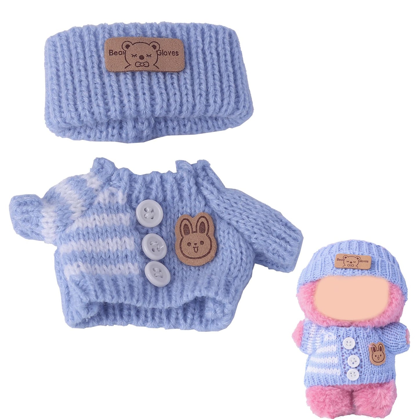 17cm Clothes Set(NO Doll)  Cute Hat & Unique Sweater Dress-up Set  Handmade Clothing Designed for 17cm Doll.(Sweater(Blue))