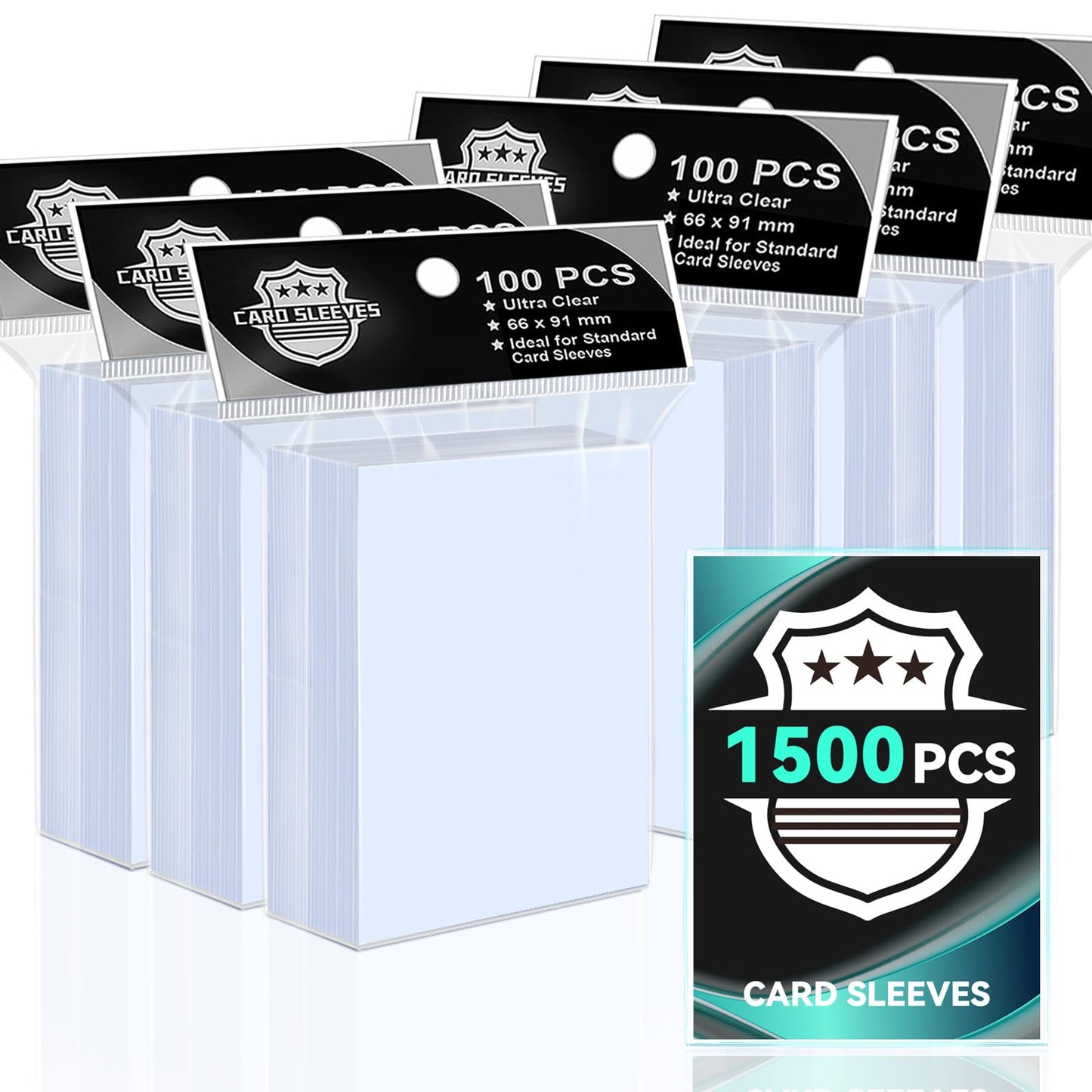 Vkshop 1500Ps Clear Card Sleeves For Standard Trading Cards,Penny Trading Card Sleeves,Plastic Card Protector For Baseball,Mtg,F