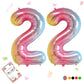 Smlpuame 40 Inch Number Balloons 0-9 Rainbow Gradient Large Number 22 Balloons, Digital Balloons For Birthday Party Celebration