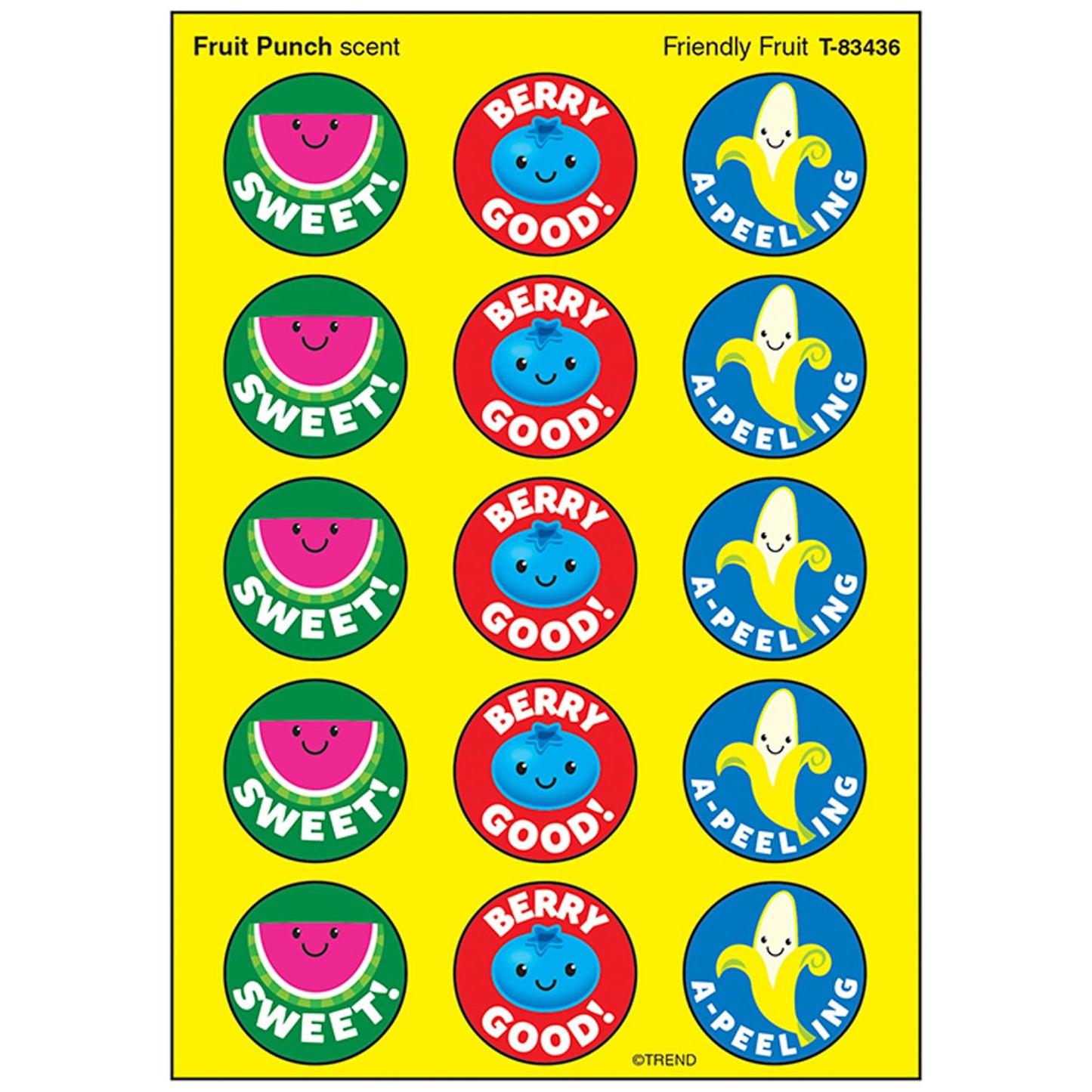 Trend Friendly Fruit/Fruit Punch Stinky Stickers, Classroom Incentives, 60 Count