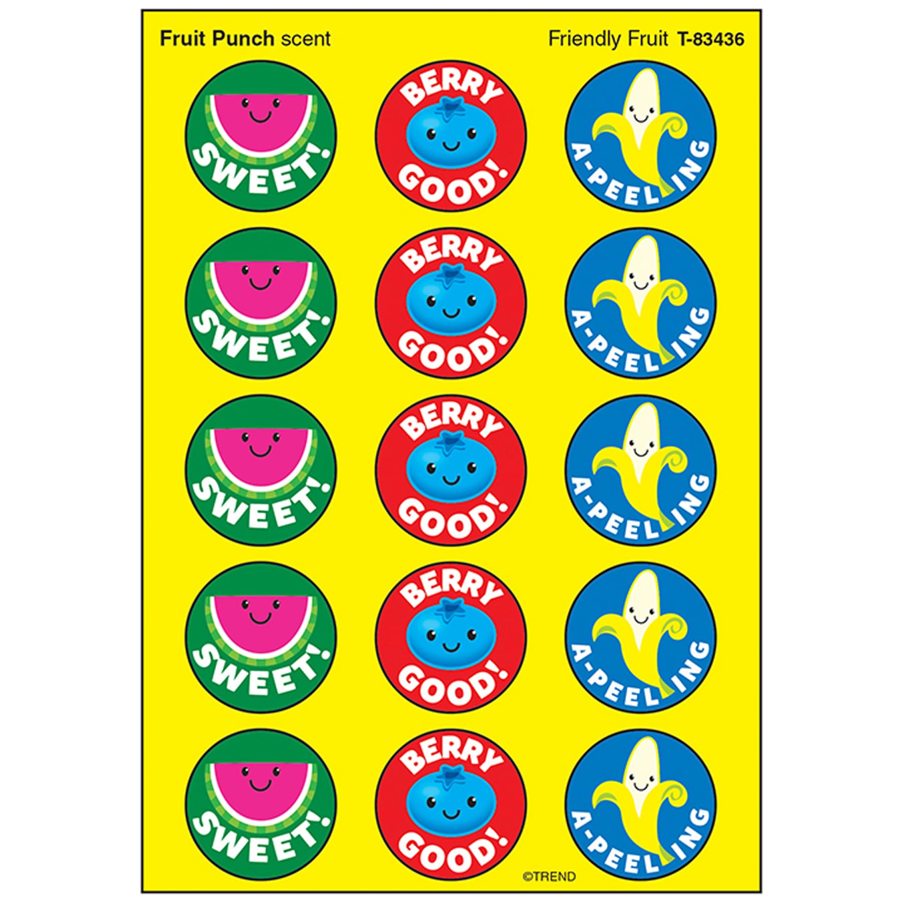Trend Friendly Fruit/Fruit Punch Stinky Stickers, Classroom Incentives, 60 Count