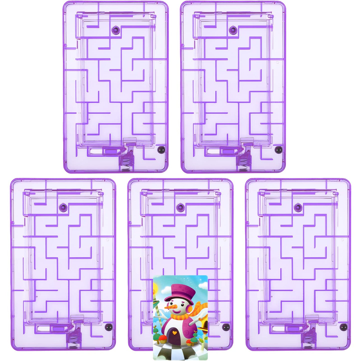 Skylety 5 Pcs Money Puzzle Box Gift Card Box Plastic Puzzle Card Holder Fun Maze Intellectual Pinball Machine Game for Teens and mature-themeds Birthday Party Favors(Purple)