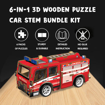Playhiland 3D Wooden Puzzle Car for Adults Teens - 6 PCS STEM Kits for Teens Kids, Science Kits with Wood Model Car Building, Ed